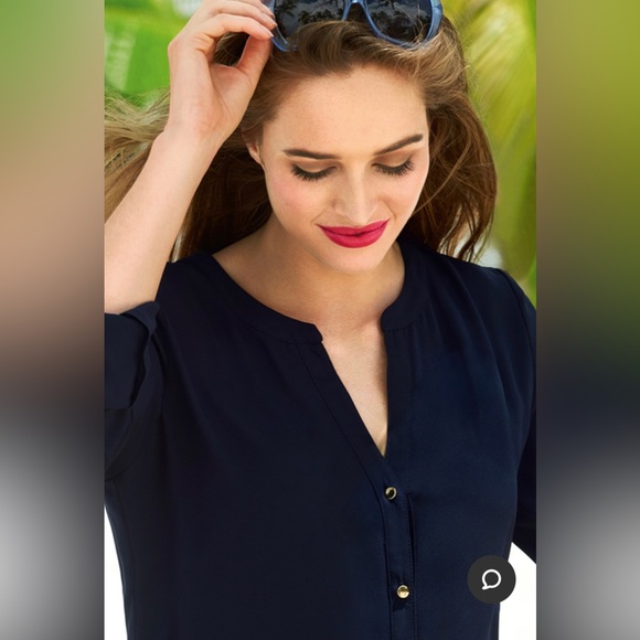 Joseph Ribkoff Made in Canada Navy Blue Asymmetric Blouse Size 4 - Picture 2 of 8